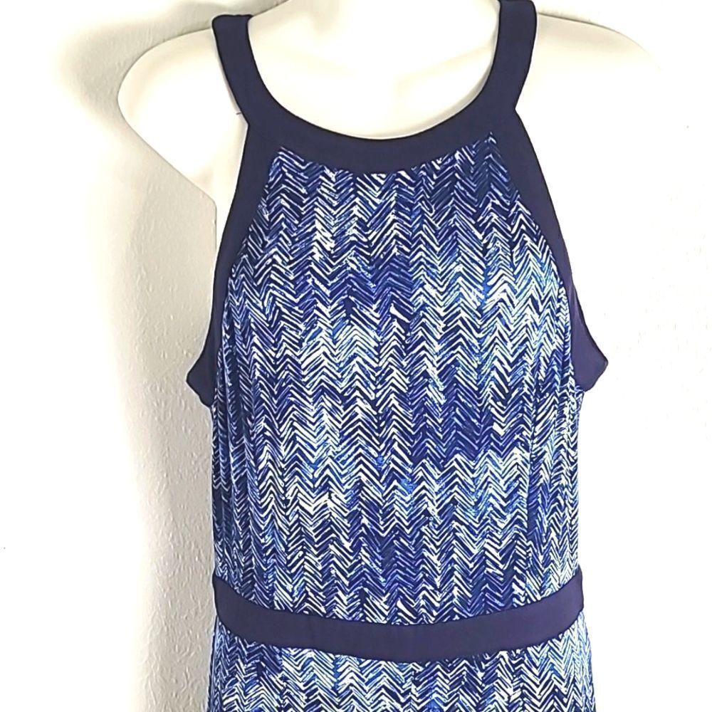 Andree One-piece Jumpsuit, Navy Blue & White Print, Navy Trim, Size Medium, NWOT - Picture 4 of 10